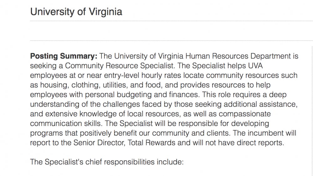 The "community resource specialist" position was posted in mid-October.