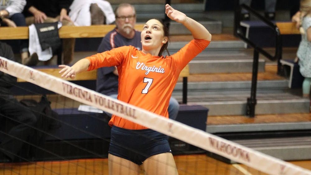 <p>Senior right-side hitter Jelena Novakovic had nine kills in her last match in a Virginia uniform.</p>