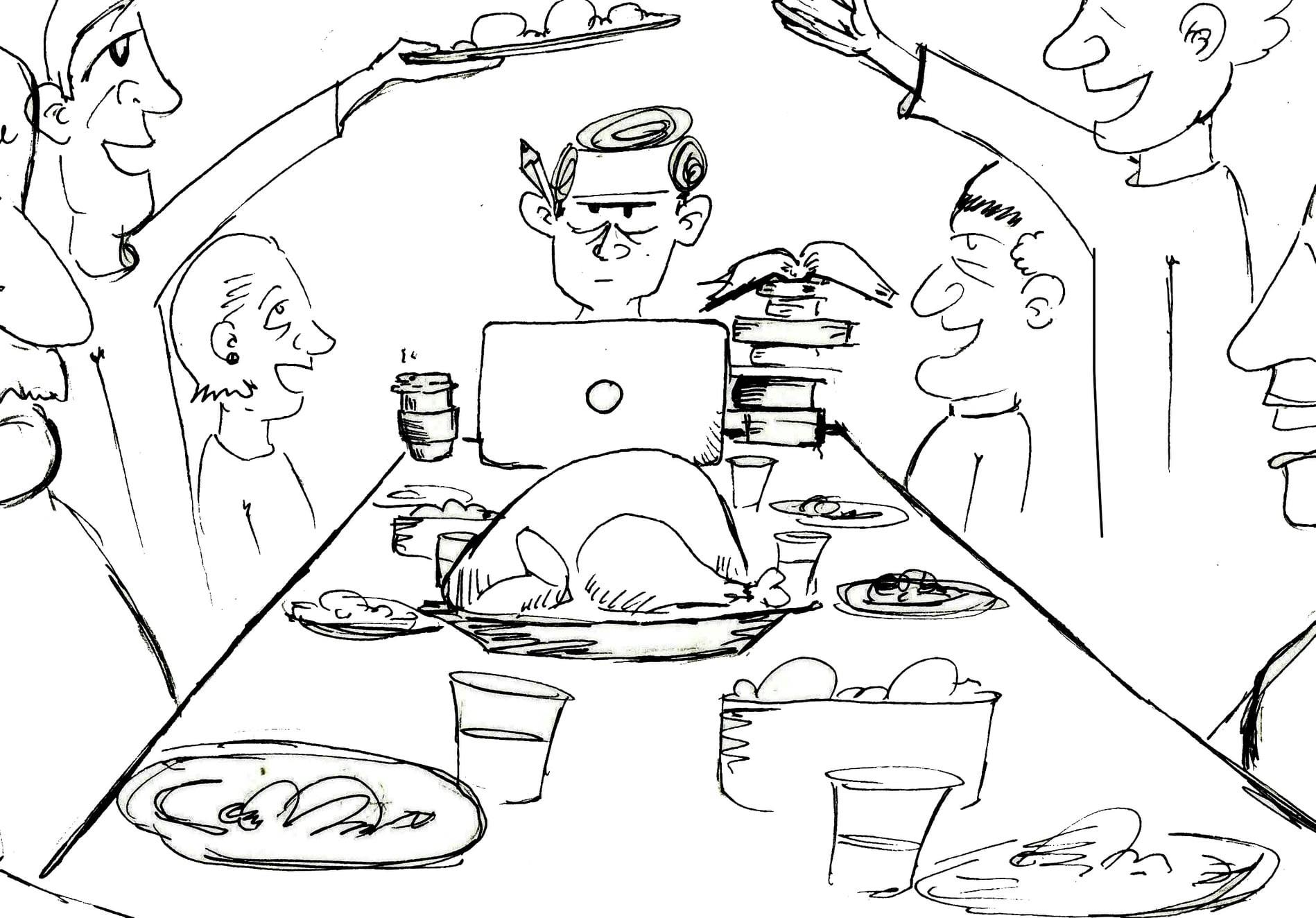 Everyone brought their laptops, textbooks and assignments home for break... but did anyone actually get work done? If you can relate to the "pre-finals-Thanksgiving-break" struggle, check out this cartoon by Walter Sharon published Dec. 2, 2019.