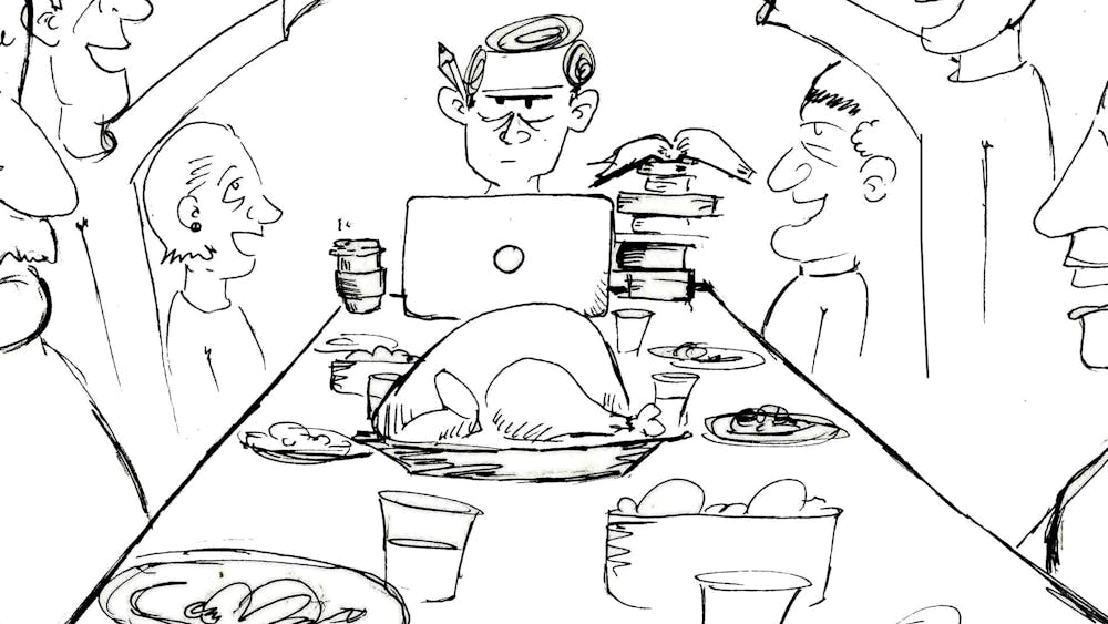 Everyone brought their laptops, textbooks and assignments home for break... but did anyone actually get work done? If you can relate to the "pre-finals-Thanksgiving-break" struggle, check out this cartoon by Walter Sharon published Dec. 2, 2019.