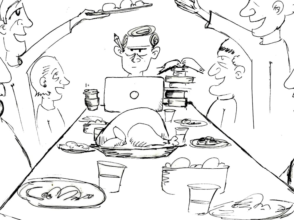 Everyone brought their laptops, textbooks and assignments home for break... but did anyone actually get work done? If you can relate to the "pre-finals-Thanksgiving-break" struggle, check out this cartoon by Walter Sharon published Dec. 2, 2019.