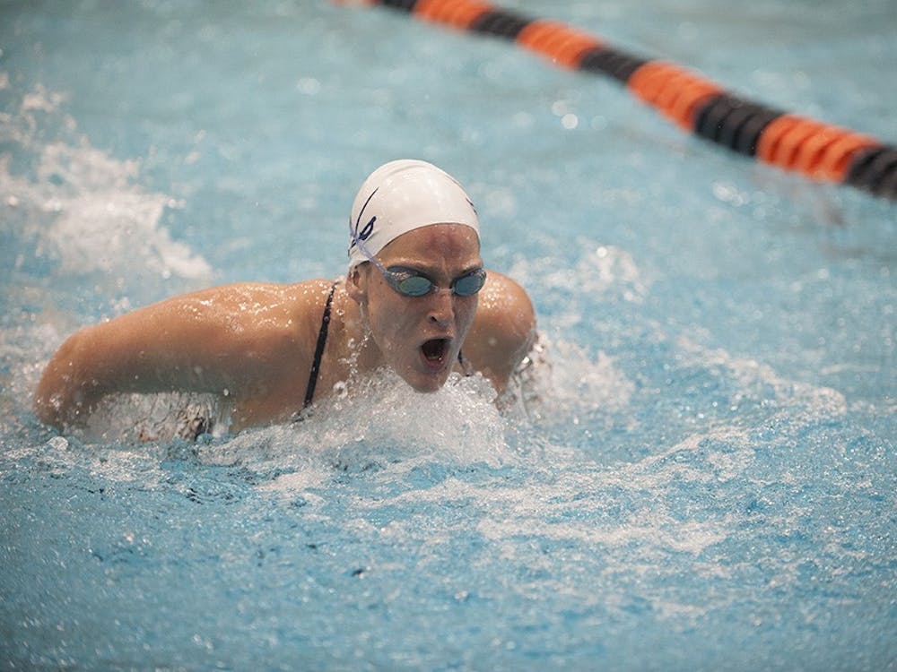 Freshman Leah Smith won the 500-yard freestyle in a school and conference record of 4:34.35, the fastest time in the nation this year. She also won the 1,650-yard freestyle in a school-record 15:47.99.