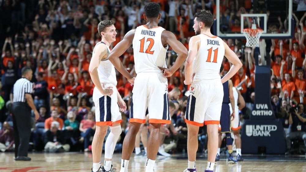 Virginia's "Big Three," junior guards Ty Jerome and Kyle Guy and sophomore forward De'Andre Hunter, have paced the Cavaliers' explosive offense this season.