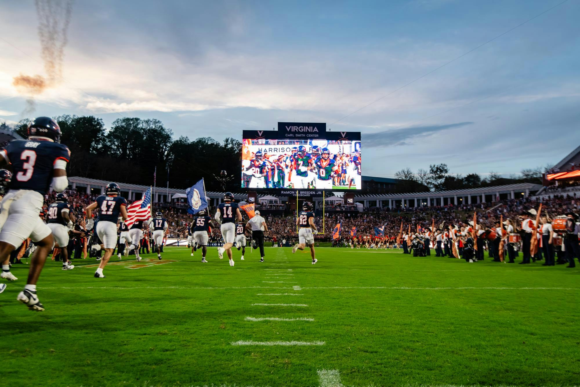 The Cavaliers take the field.