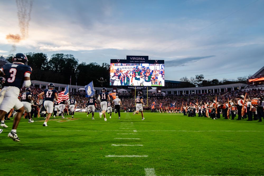 The Cavaliers take the field.