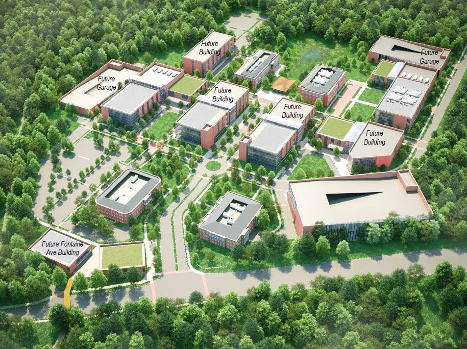 The long-term plans for the University's Fontaine Research Park include the construction of parking garages, new clinical and research facilities as well as a centralized main street through the property.&nbsp;
