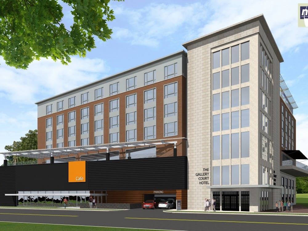 The six-story Gallery Court Hotel will sit next to Lambeth Field Apartments and Carr's Hill Field.