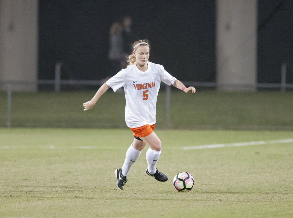 <p>Senior defender Kristen McNabb scored the first goal in the 25th minute against Monmouth Friday night.</p>