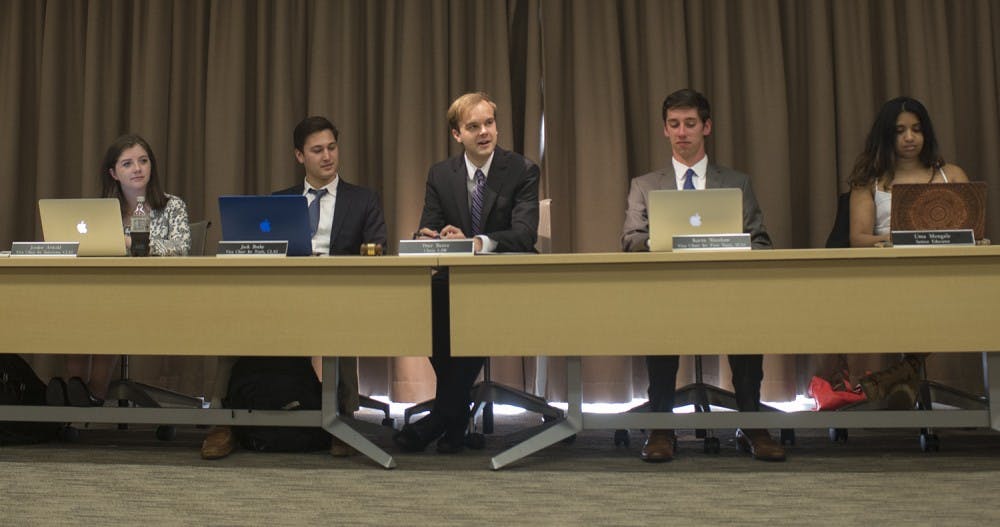 UJC exec. at their last meeting of the semester