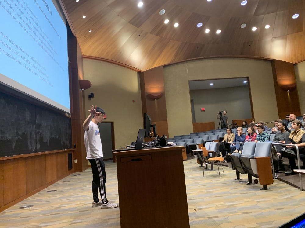 <p>Fourth-year College student John Han advocated the case for healthcare for all during the discussion.</p>