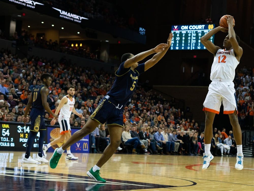 Sophomore guard De'Andre Hunter had his second double-double of the season against Notre Dame.