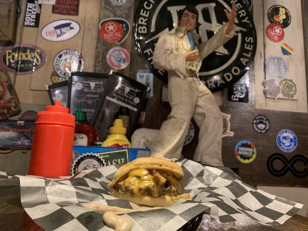 <p>&nbsp;The Elvis Burger is a delicious and affordable twist on a regular burger.&nbsp;</p>