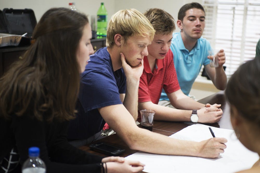 <p>New members of Student Council work together during the final session of "Student Council Bootcamp."</p>