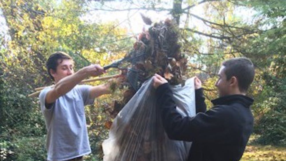 Student volunteers participate in the Habitat for Humanity's annual Rake-a-Thon.&nbsp;