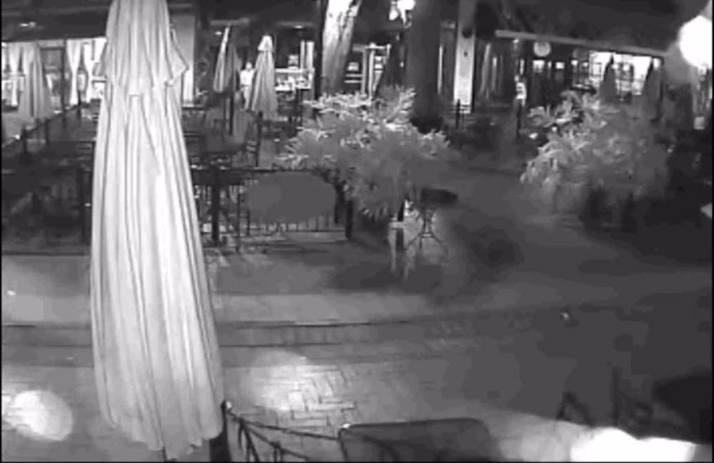 <p>In security footage taken from Sal's restaurant on the Downtown Mall, Graham can be seen walking past heading east at 1:06 a.m. Saturday morning.</p>