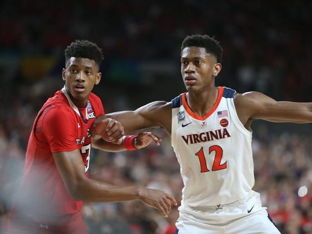 Texas Tech guard Jarrett Culver, who was drafted sixth, guards De'Andre Hunter in the national championship game.