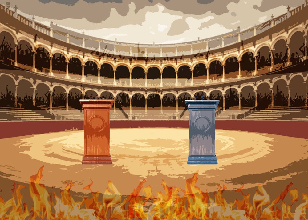 <p>Some have proposed holding the roast battle in a public forum, such as a sports arena, so that people can experience the thrill of uncertainty as a collective.</p>