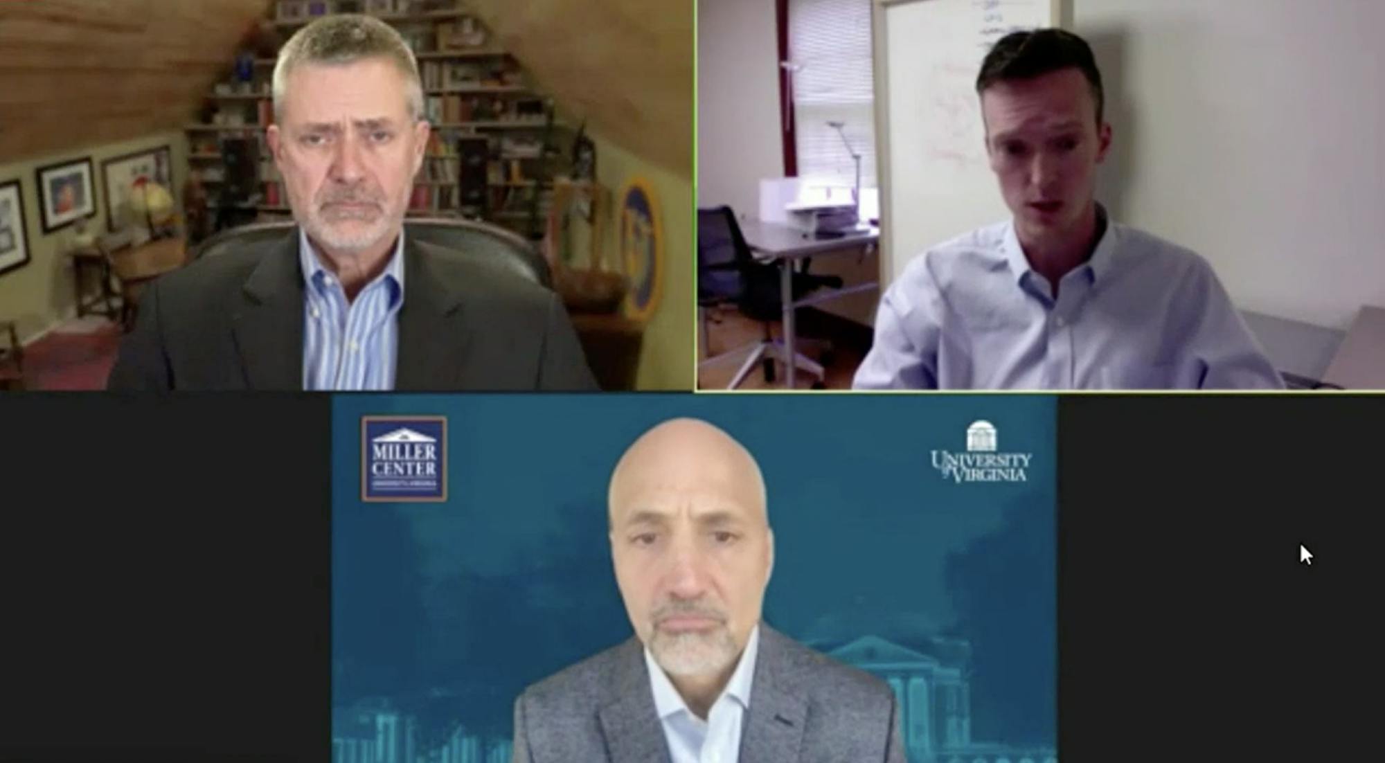 William Antholis, director of the Miller Center, moderated the discussion with panelists Philip Potter, associate professor specializing in foreign policy and international relations, and Allan Stam, professor of public policy and politics.