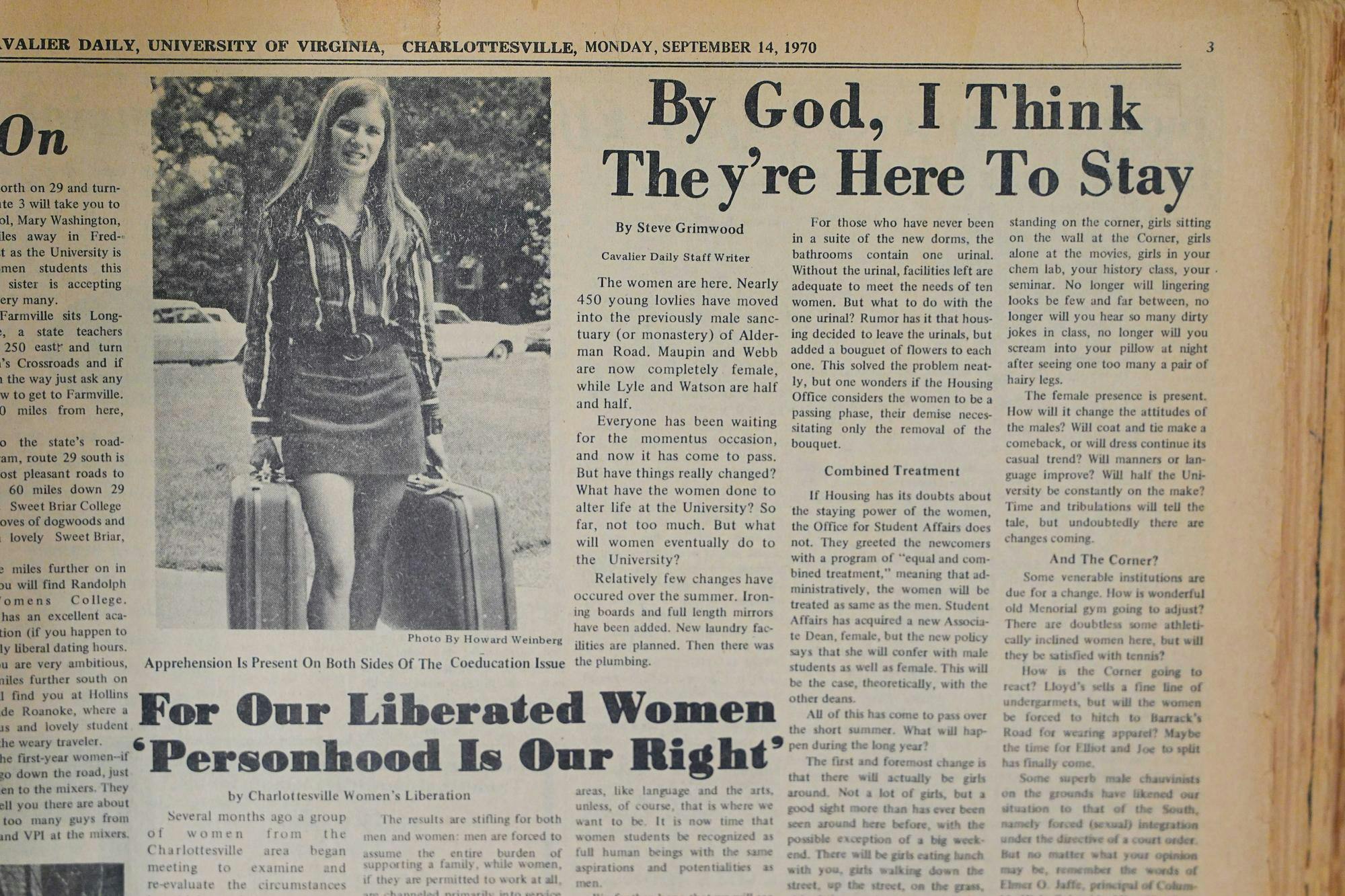 More than 50 years later, Gerry is revisiting and unpacking those early years in her book “Here to Stay: The Story of the Class of Women Who Coeducated the University of Virginia.” 