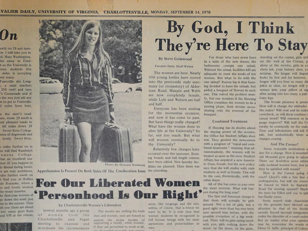 More than 50 years later, Gerry is revisiting and unpacking those early years in her book “Here to Stay: The Story of the Class of Women Who Coeducated the University of Virginia.”