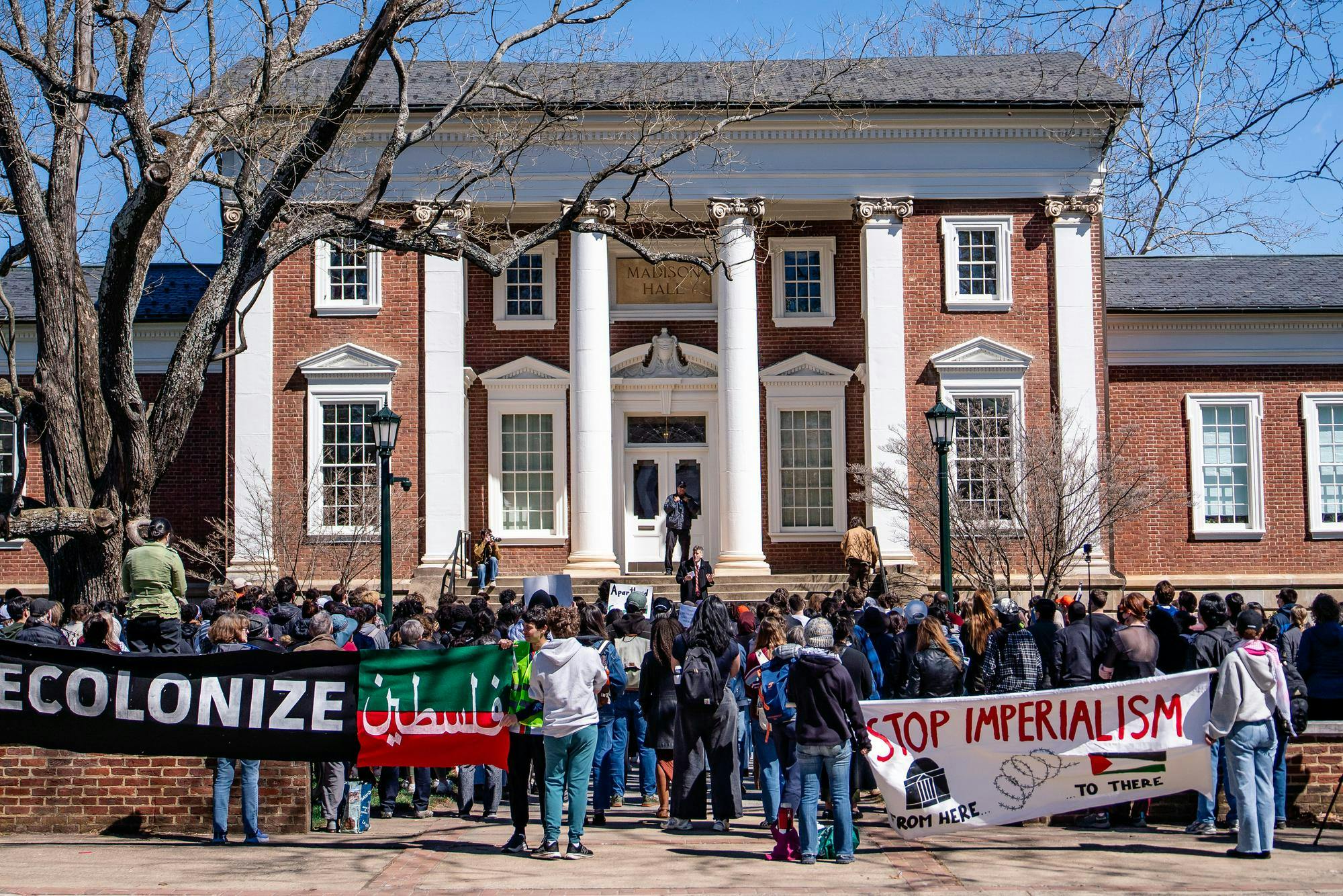 Hundreds of protesters demand Palestinian liberation and student protections, photographed March 26, 2025.