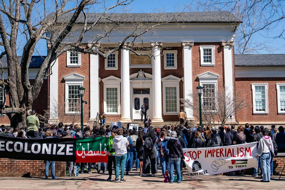 <p>Hundreds of protesters demand Palestinian liberation and student protections, photographed March 26, 2025.</p>