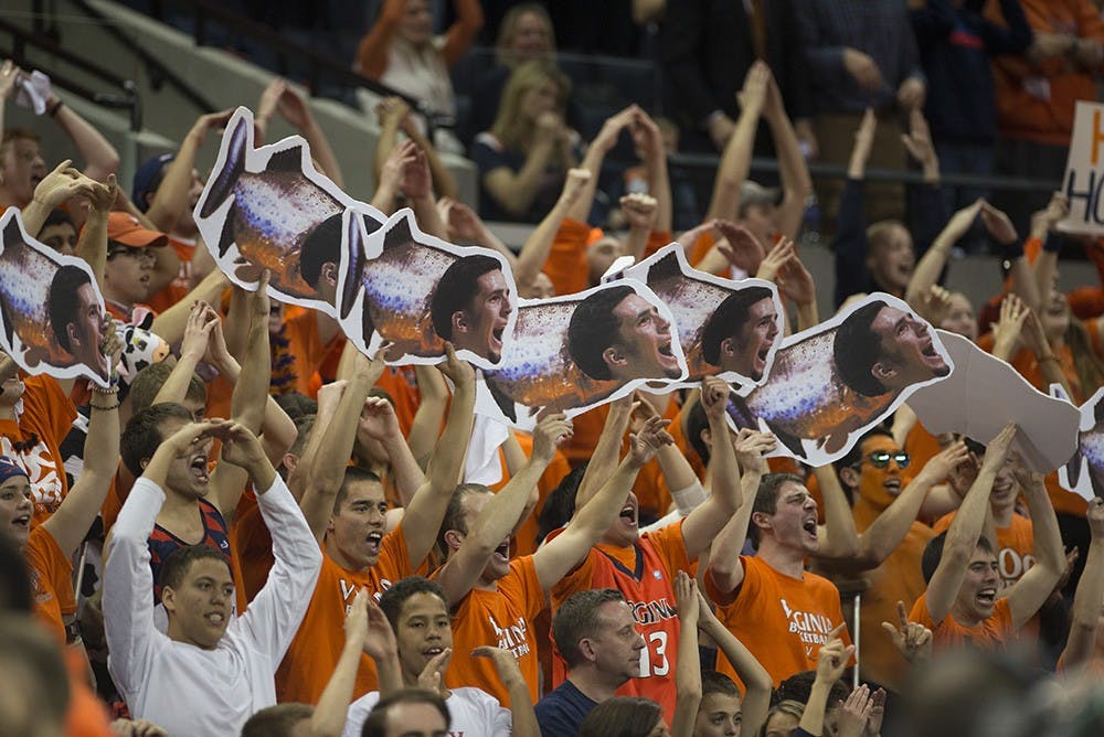 The University's student cheer section, Hoo Crew, aims to create an atmosphere of comradery and positivity in the stands at sports games. 