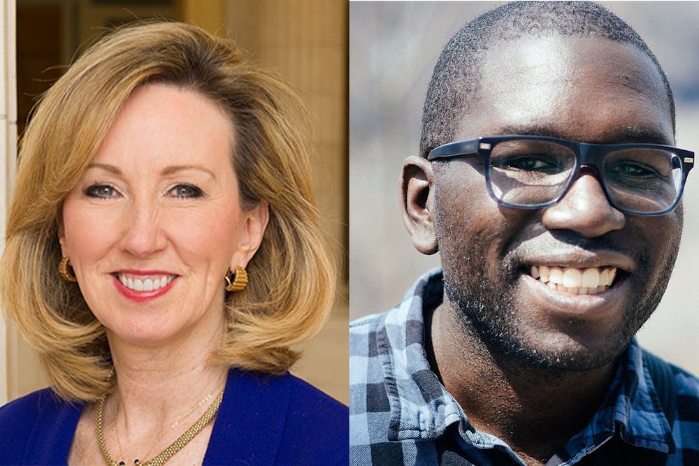 <p>Barbara Comstock (left) is a former Republican politician and Jamelle Bouie (right) is a journalist who now lives in Charlottesville.</p>