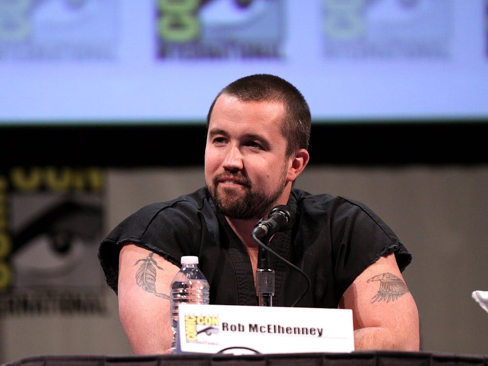 "Mythic Quest" star and producer Rob McElhenney speaking at a Comic Con panel.