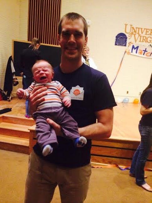 Austin and Noah Drake celebrate Match Day with different levels of enthusiasm. 