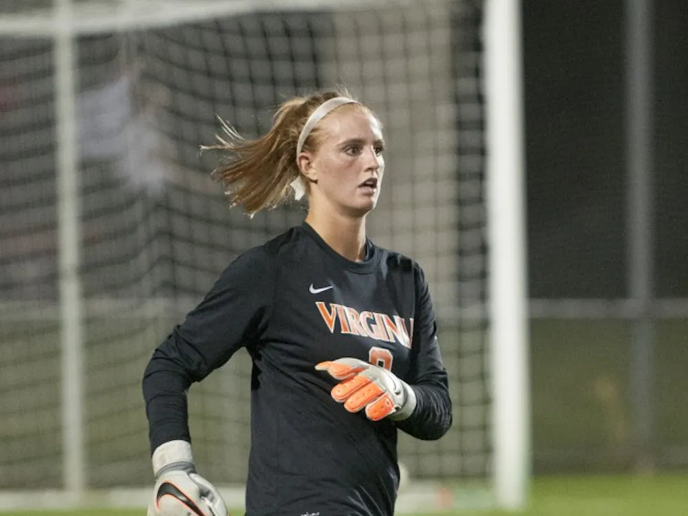 Senior goalkeeper Morgan Stearns and Virginia play at Louisville Thursday night.