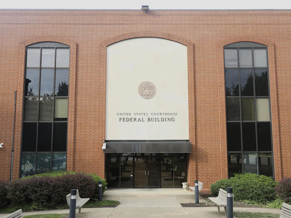 United States Courthouse and Federal Building in Charlottesville, photographed May 10, 2026.