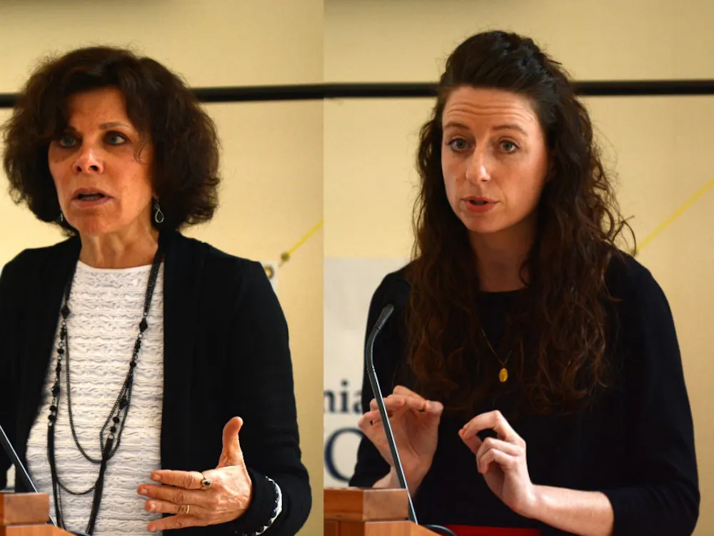 Nadine Strossen (Left) and Stephanie Gray (Right) were the featured panelists at Tuesday's debate. 