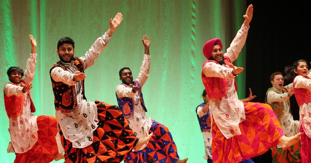 A dance group performing during India Day.