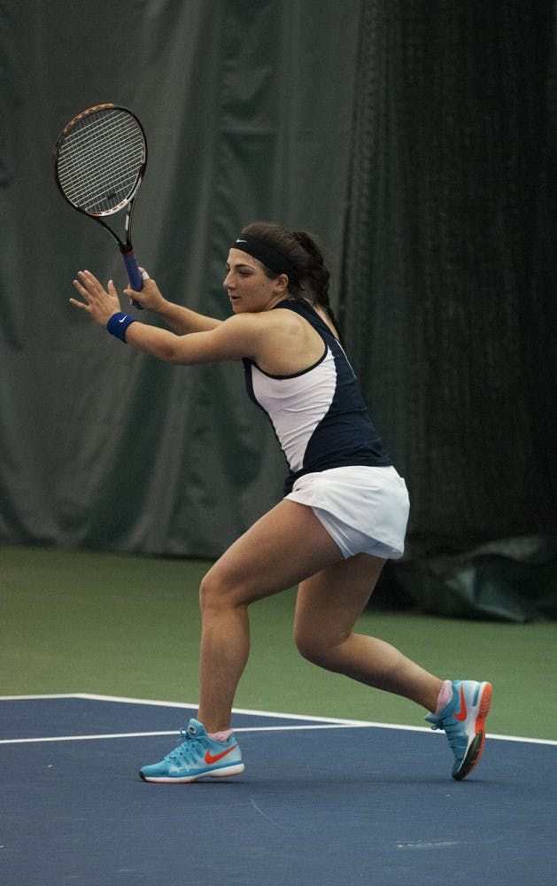 Senior Julia Elbaba won six matches and took the ITA Atlantic Regional singles title