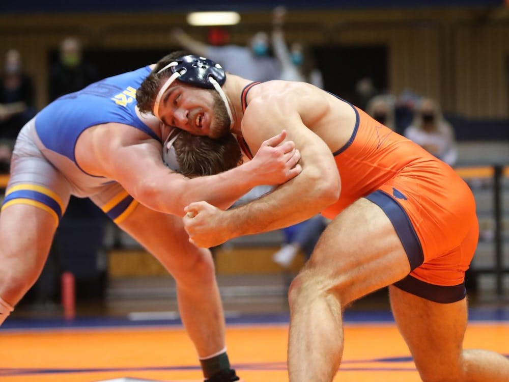Graduate student Michael Battista was outstanding against the Eagles, winning his match in the 184-pound weight class