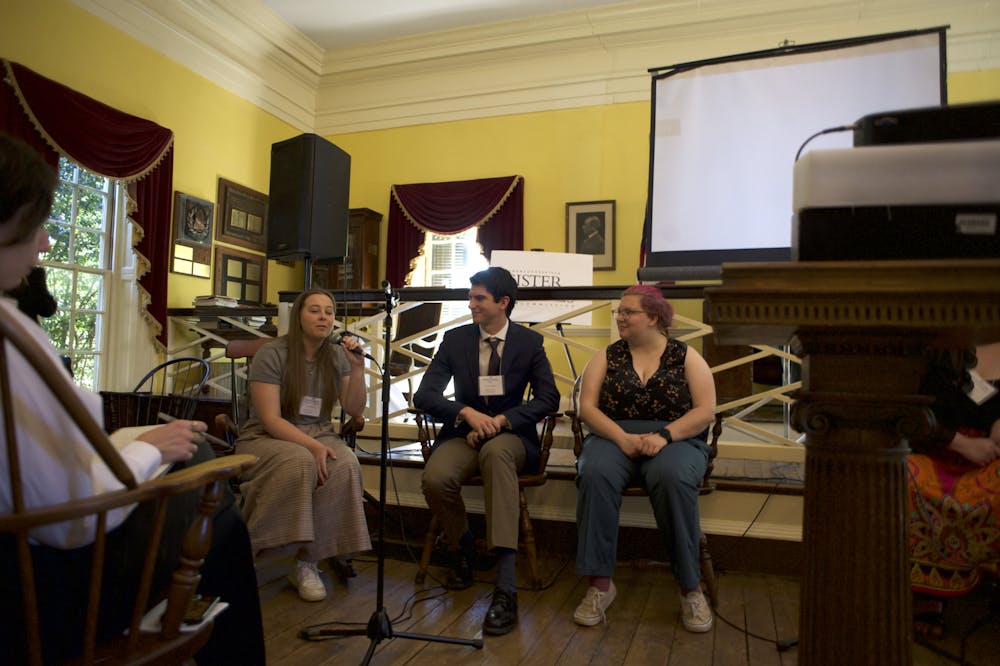 <p>Attendees at the panel event included representatives from Besançon, University students and faculty, the Charlottesville Sister City Commission and the podcast’s production team.</p>