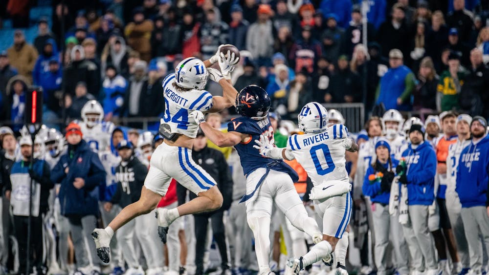 Sophomore linebacker Luke Mergott snatches away Virginia's Playoff hopes.