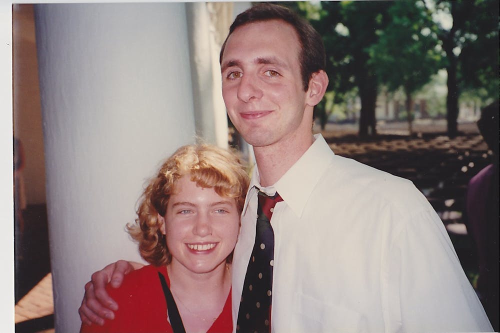 <p>&nbsp;Sarah and Chad pictured at their graduation in 1996.&nbsp;</p>