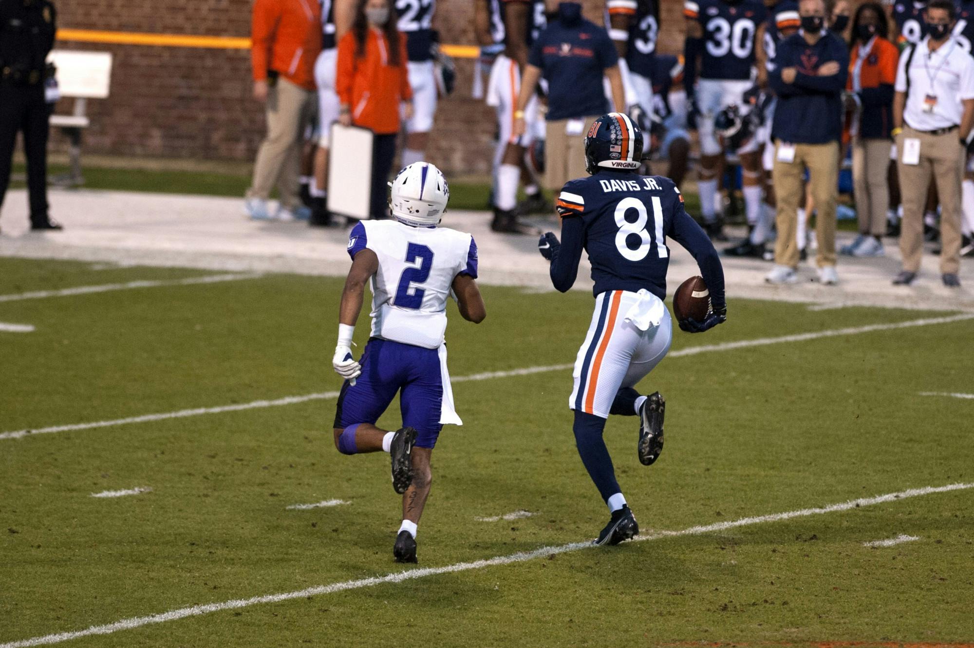 Freshman wide receiver Lavel Davis Jr. will be a crucial aerial target for sophomore quarterback Brennan Armstrong, who has seen lots of success throwing long balls to the South Carolina native.&nbsp;