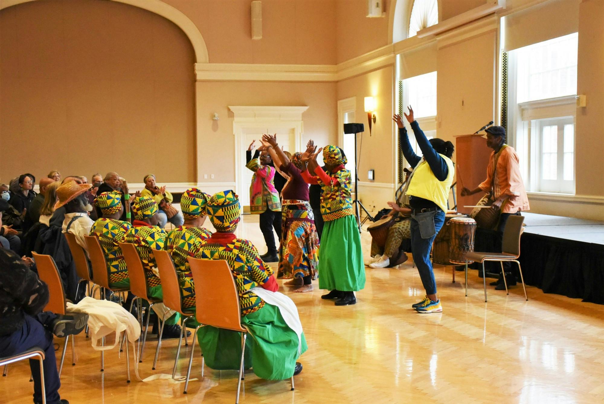 Along with song and dance, members of the group explained their culture through humorous dialogue.