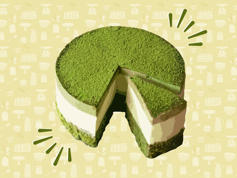 I infused the cheesecake with green tea powder, giving the cake a beautiful green hue and a subtle earthy flavor. 