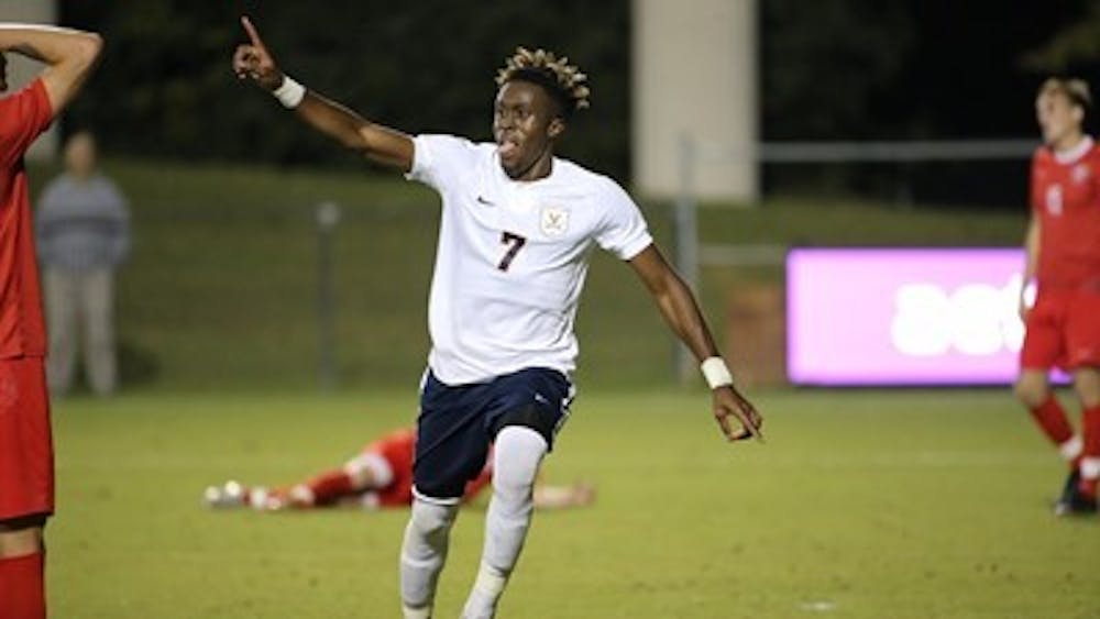 <p>Senior winger Simeon Okoro assisted the Cavaliers’ first goal and scored the second to win the game for Virginia against Radford Tuesday night.</p>