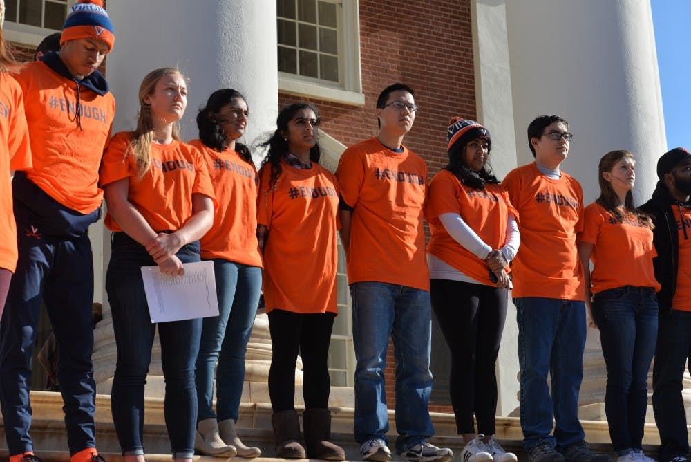 <p>Hundreds of students gathered on the Lawn on March 14, &nbsp;to urge lawmakers to make the current gun laws more restrictive.</p>