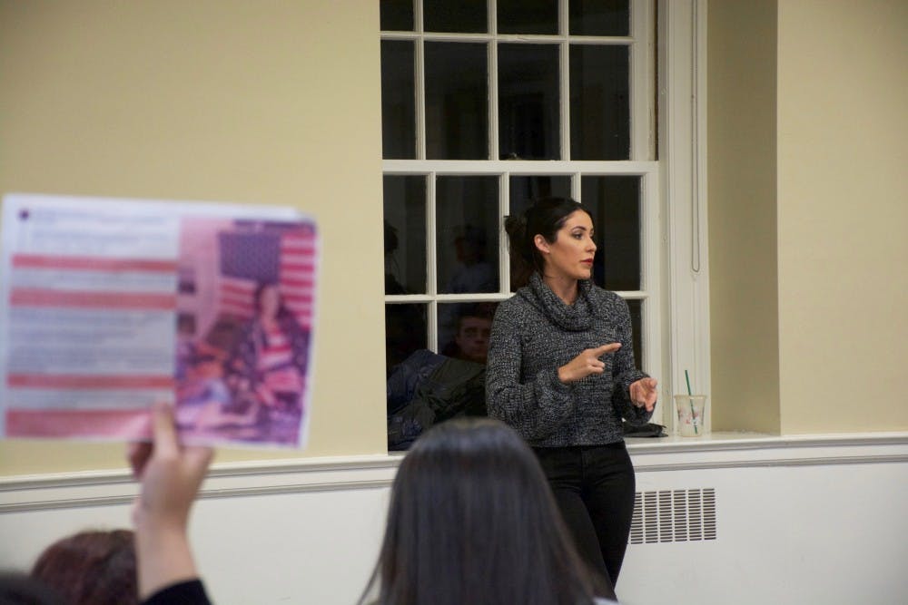 Paulina spoke in detail to the 40-person audience — more than half student protesters — about how a past home burglary incident convinced her to apply for a conceal carry permit.