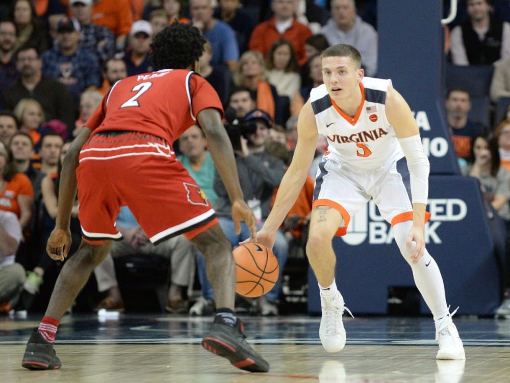<p>Sophomore guard Kyle Guy scored 19 points in Thursday afternoon's quarterfinal game against Louisville.</p>