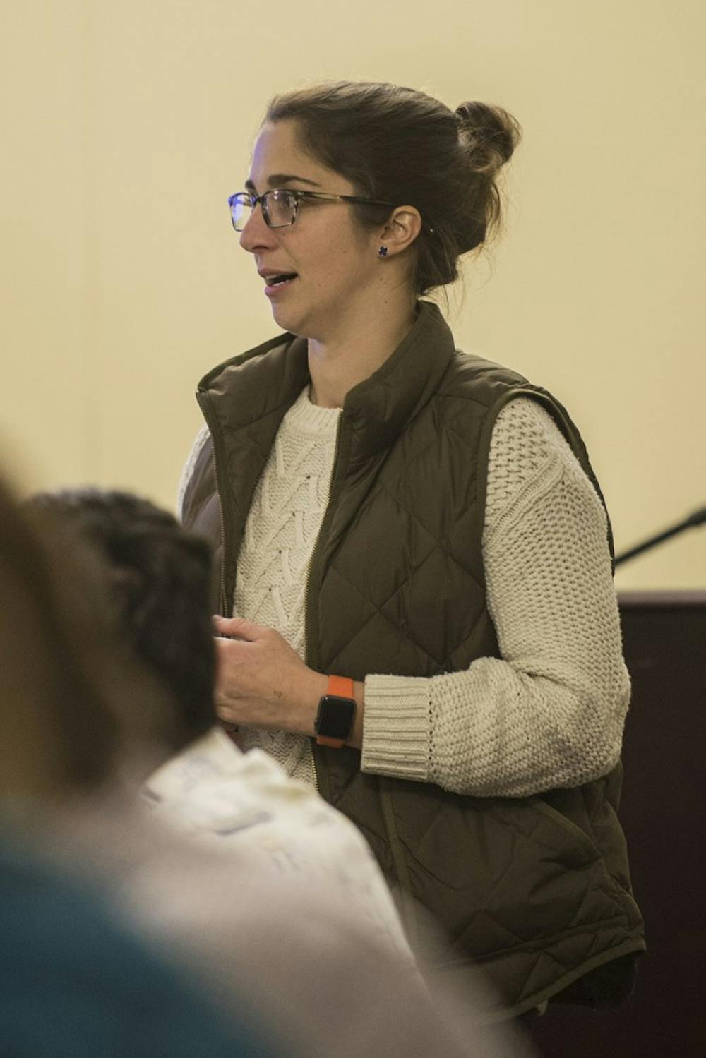 <p>Phoebe Willis at Student Council's meeting Tuesday night.&nbsp;</p>