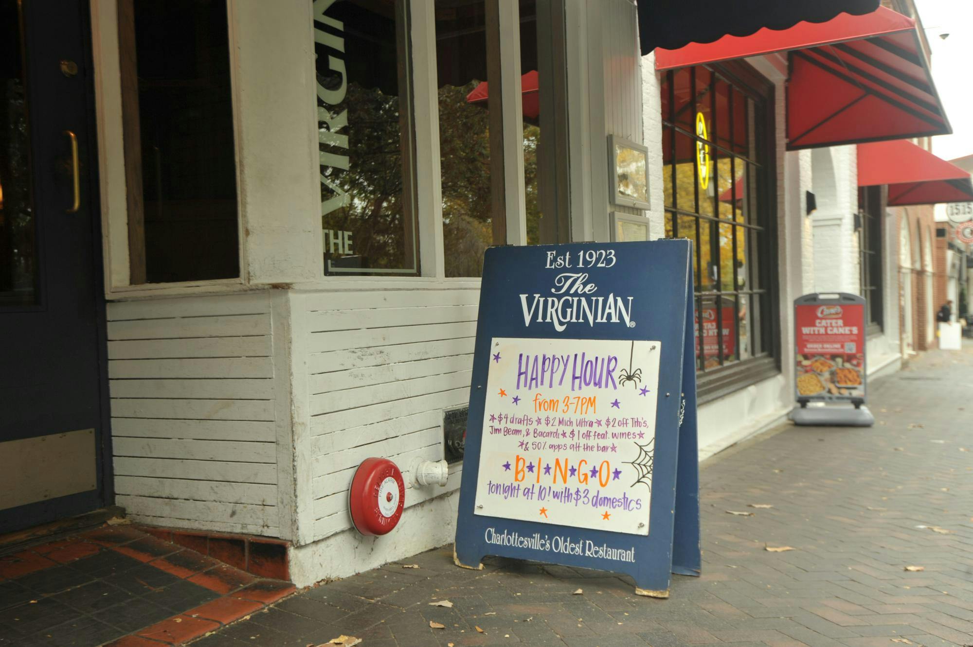 The Virginian, a popular Corner restaurant for students, seen photographed Oct. 28, 2025.