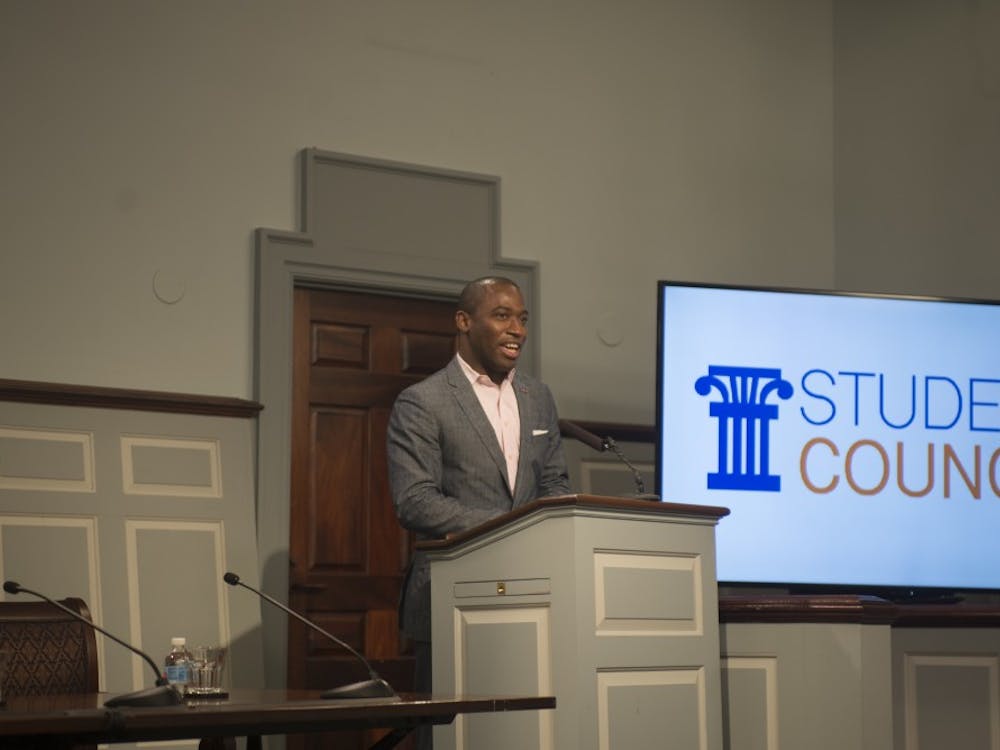Richmond Mayor Levar Stoney began his lecture at the Miller Center by discussing his entrance to political engagement.