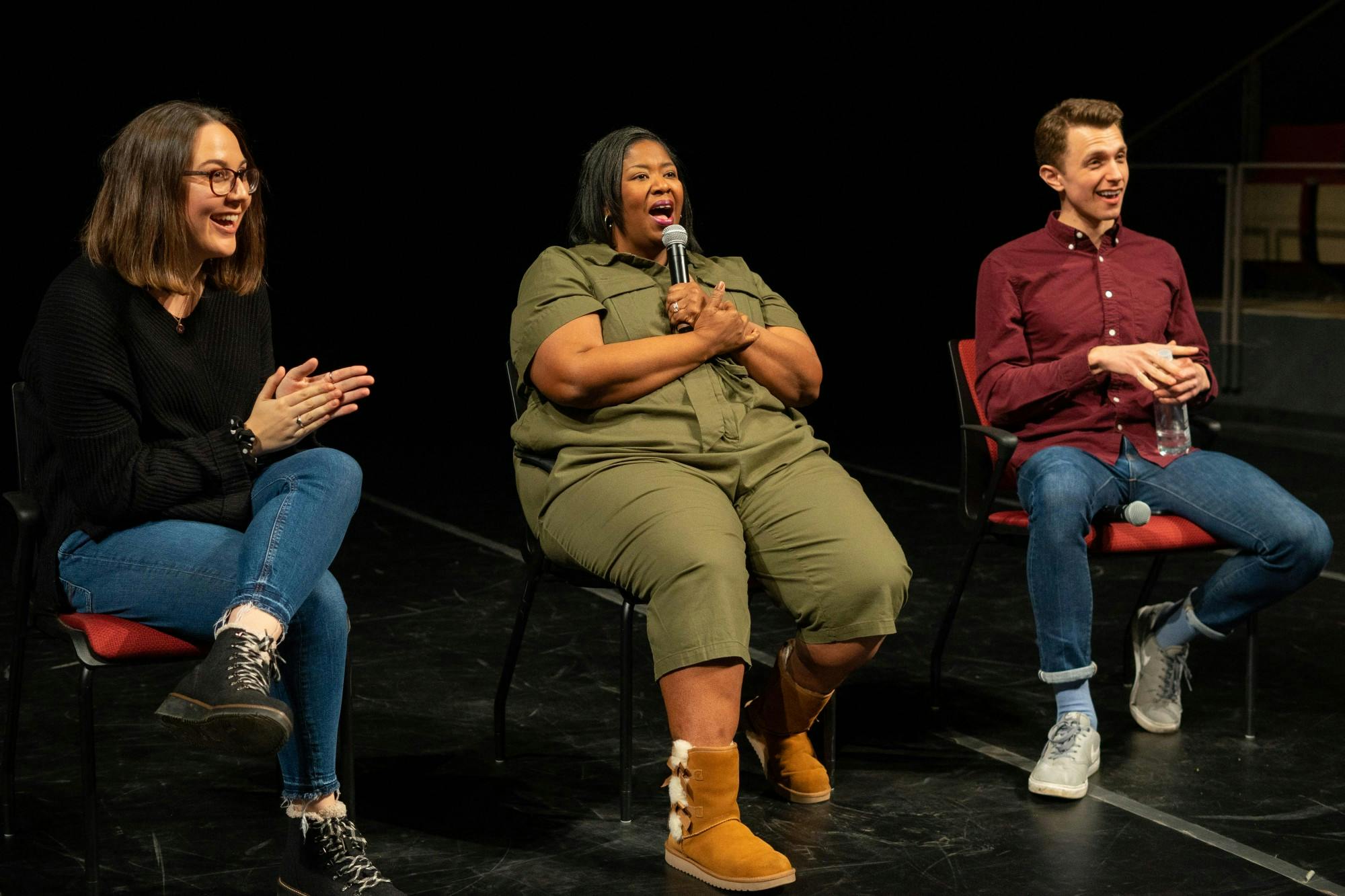 Broadway Talks Back head Kristen Kelly moderated a discussion with "Waitress" alums Natasha Yvette Williams and Henry Gottfried. 